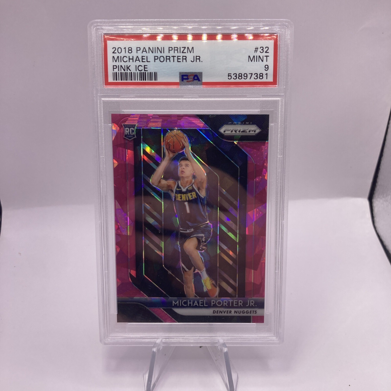 2018-19 Panini Prizm ROOKIE Pink Ice Prizm #32 MICHAEL PORTER JR PSA 9 RC