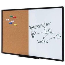 Magnetic Combination Whiteboard Cork Board 48 x 36 Inch, Black Aluminum Frame...