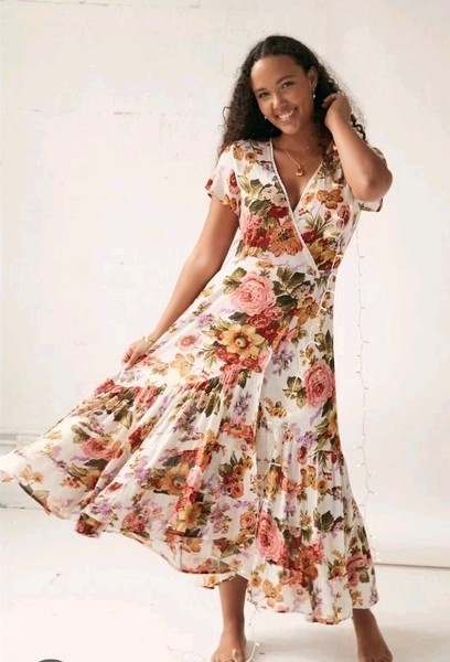 Tree Of Life Floral Wrap Maxi Dress Size M VGC