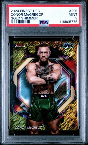 PSA 9 2024 Topps Finest UFC Rare Conor McGregor #201 Gold Shimmer Refractor /39