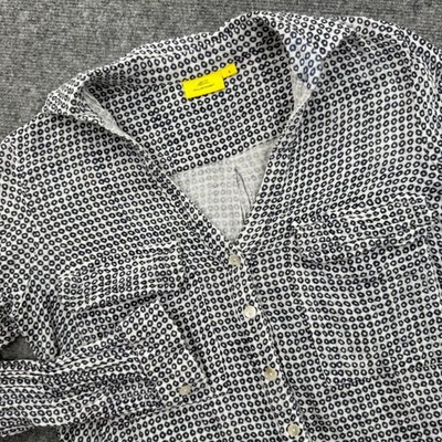 Roller Rabbit Womens Small White Black Geometric Print L/S Button Up Shirt