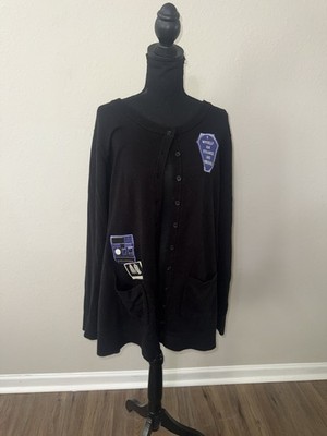 Beetlejuice Cardigan Sweater Womens 4X Black Camera Coffin Patches Torrid