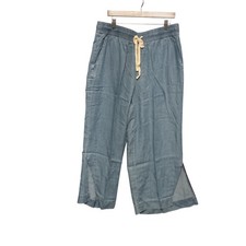 JUST MY SIZE by Hanes Women's 1X Light Wash Wide Leg Cropped Pants Elastic Waist