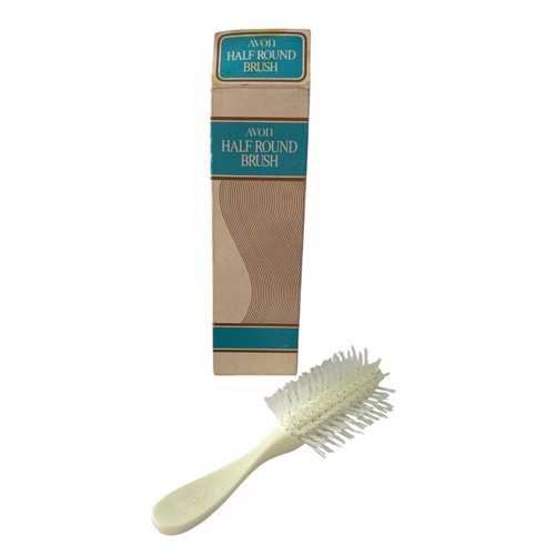 Vintage Avon Halbrunde Haarbürste Nylonborsten weiß creme 8-reihig USA NOS/238g