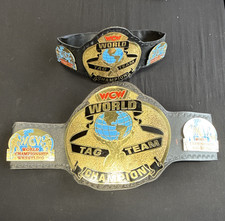 WCW World Tag Team Champion Wrestling Belt Set Adult & Mini Adjustable