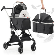 Pet Stroller for Small/Medium Dogs W/Detachable Carrier  Lightweight Aluminum F