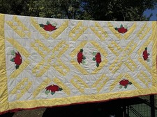 Handmade Patchwork Quilt Floral Cotton Yellow Appliqu Pattern