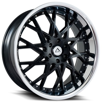 24x10''Azad Wheels AZ822 Black with Chrome Lip Rims
