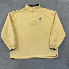 Vintage Walt Disney World Sweater Mens XL Yellow Quarter Zip Mickey Pullover Y2K