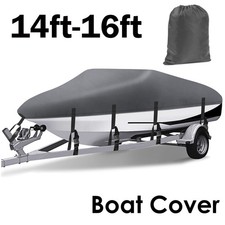 14ft 15ft 16ft Waterproof Heavy Duty Boat Cover Fit Fishing Ski V-Hull Speedboat
