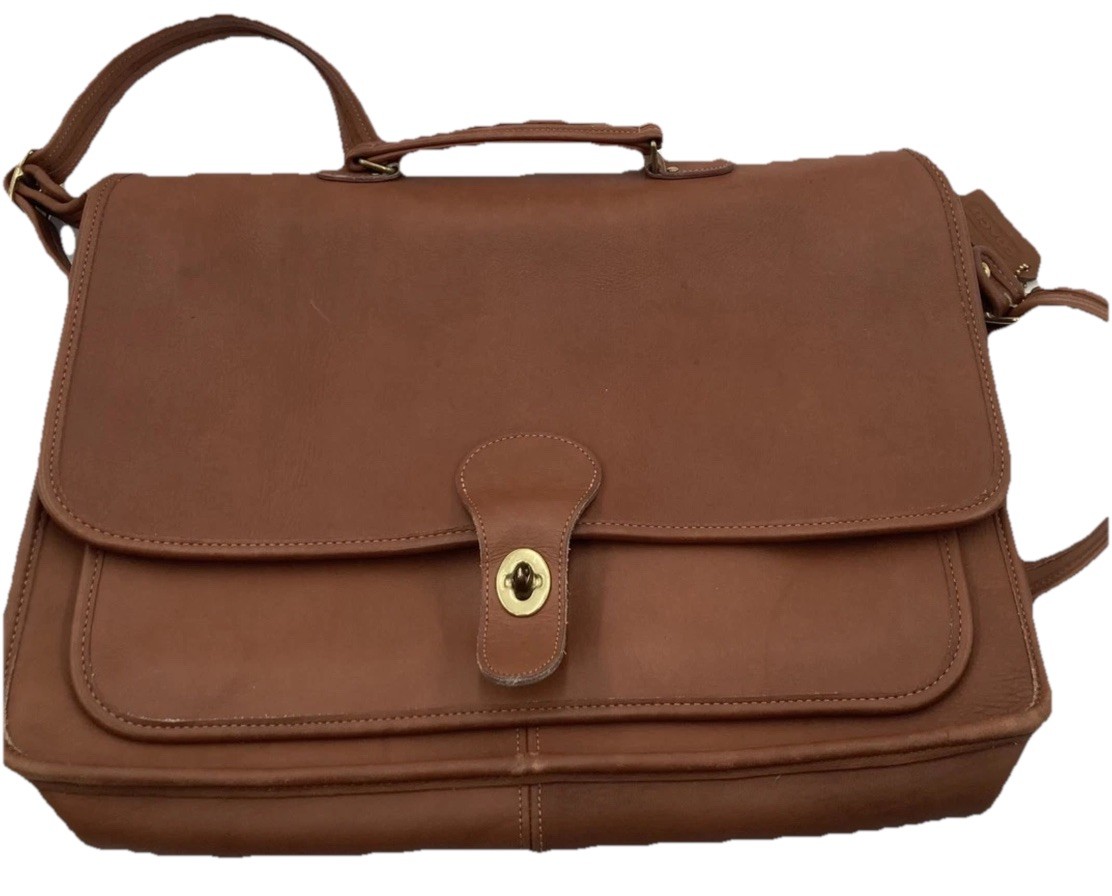 Vintage COACH Metropolitan British Tan Leather Briefcase & Shoulder Handbag