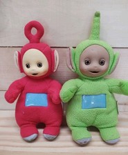 2 Teletubbies Plush Doll Ragdoll Prod 1998 Flocked Vintage Toy Po Green Red