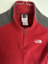 The North Face Red And Gray 1/4 Zip Fleece Jacket Boys Size Large L