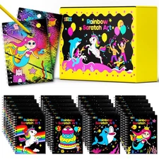 24PCS Party Favors Goodie Bags for Kids, Scratch Art Toys Pack, Stocking Pina...