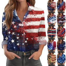 Women's Shirt Blouse Print Button Long Sleeve Casual Basic Shirt Collar Regular
