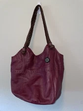 The Sak Hobo Indio Bag Cabernet Red Leather Bucket Braided Handle Y2K SEE PICS