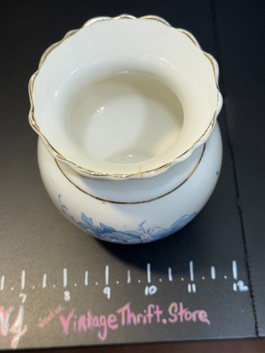 Antique Victorian Porcelain K T & K Semi Vitreous Vase 4" tall blue roses - Picture 4 of 5