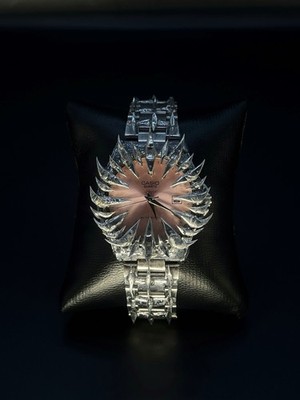 Pfirsich - Handgefertigte Spiked Edelstahl Uhr, Gothic Gothcore Y2K Style, Unisex