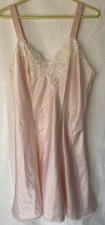 VAL MODE Lingerie Medium Pink Nightgown USA Lace Trim Satiny Vintage