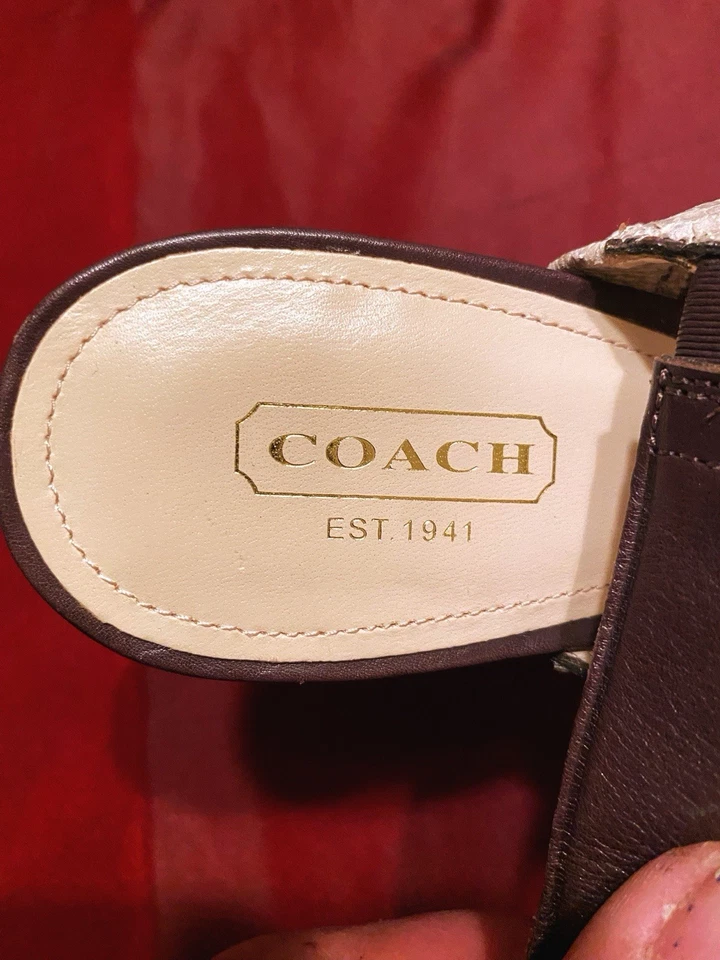 COACH Darcey 印花 Python 平台高跟鞋凉鞋棕色金色镶嵌 W6.5B — 第 2/4 张图片