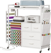 Large Craft Organizer and Storage Rolling Cart Compatible with Cricut Machine wi