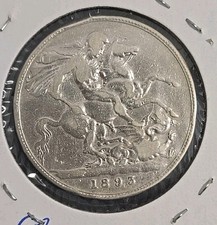 GREAT BRITAIN SILVER CROWN 1893. Beautiful World Silver Coin! 