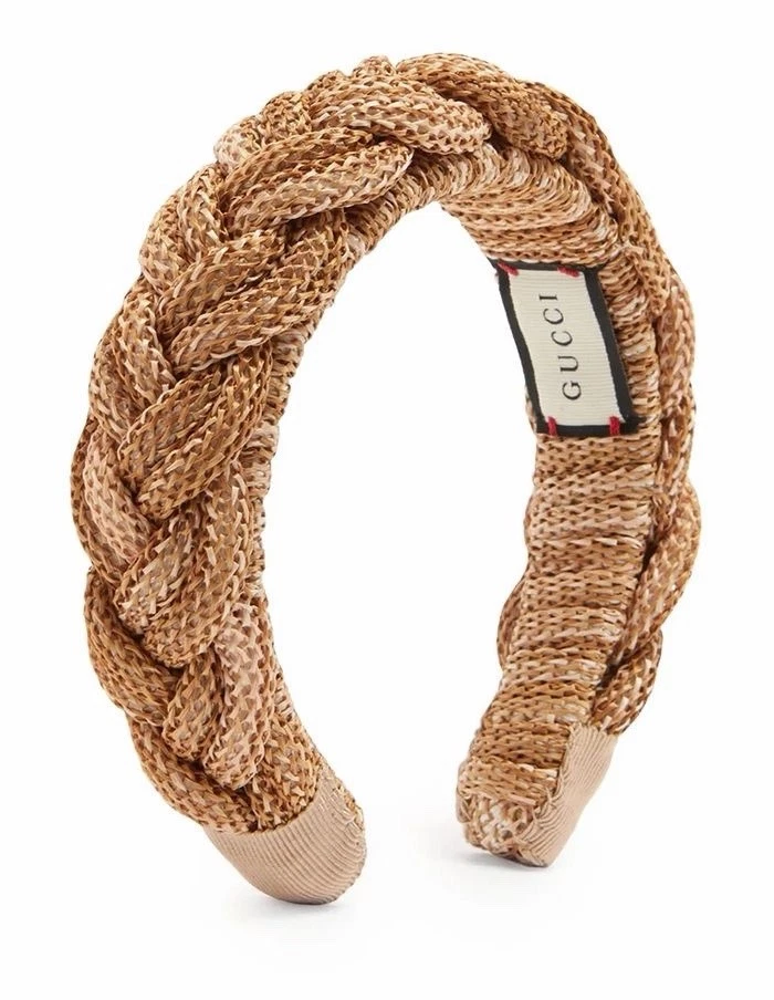 Gucci Braided Straw Rattan Headband GG Logo In Light Brown Gucci Braided Straw Rattan Headband GG Logo In Light Brown  main image 4