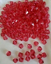 Vintage Swarovski 5301 5mm bicone beads, Indian Pink 24pcs 