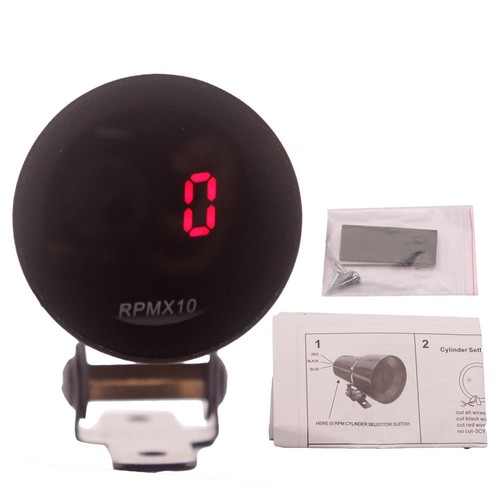 37mm Smoke Tach RPM Tachometer Red Led Digital Shift Light Gauge Meter