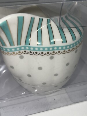 Grace Teaware Josephine Porcelain Creamer Teal Aqua Turquoise White Gold Aqua