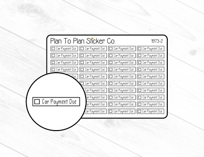 1973-2~~Car Payment Due Check Box Planner Stickers.