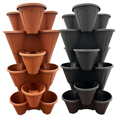 Erdbeer Pflanzgefäße Tri-Pot Stapeltöpfe für Kräuter Blumen Beet & Pflanzen