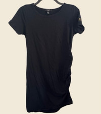 Guess Side Ruched Black T-Shirt Dress Size M