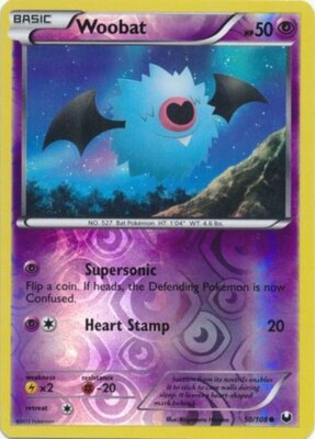 1x Woobat - 50/108 - Common - Reverse Holo Lightly Played Pokemon BW - Dark Expl