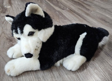 Vtg Aurora Classics Plush Dog Husky Black White 18"