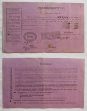 Premium Receipt Teutonia Insurance Company Leipzig 1912 (144043)