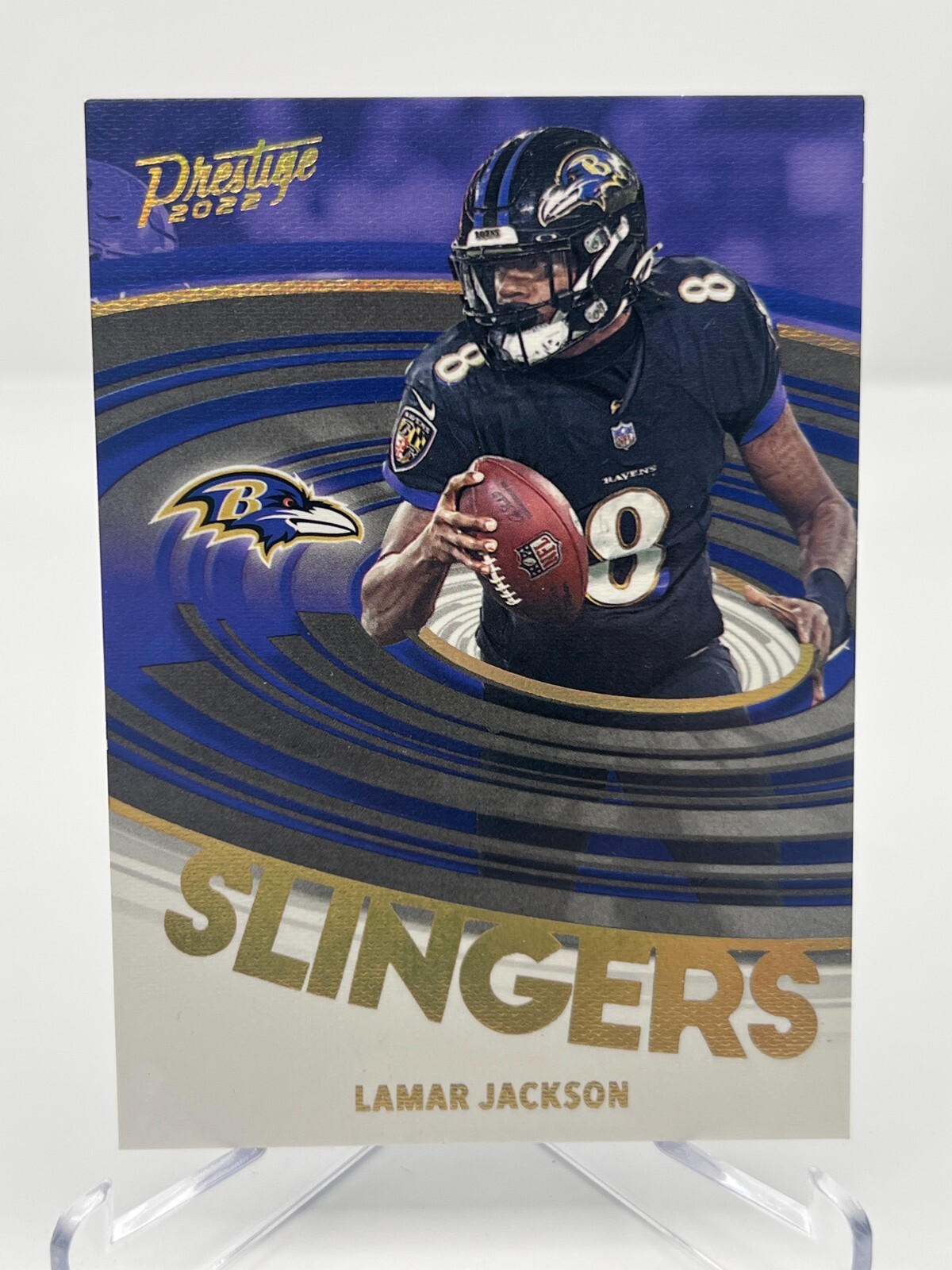 2022 PANINI PRESTIGE FOOTBALL LAMAR JACKSON SLINGERS SP SL-8 BALTIMORE RAVENS