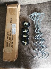 4 Pcs Trampoline Stakes Anchors High Wind. Eurmax Canopy, Spiral Silver Anchors