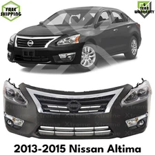 Front Bumper Cover Primed & Headlight Assembly Kit For 2013-2015 Nissan Altima