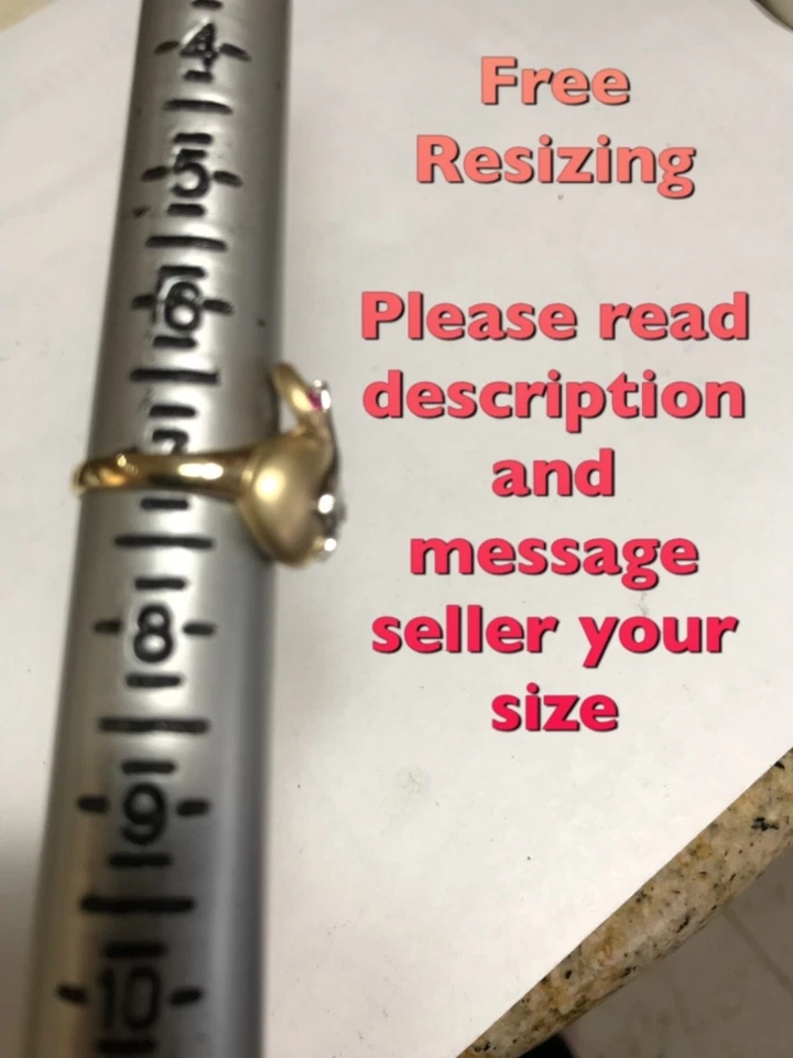 GOLd Swan Ring 14k yellow white cz solid gift her love  size 7 ask  5 6 8 9 - Image 2 of 4