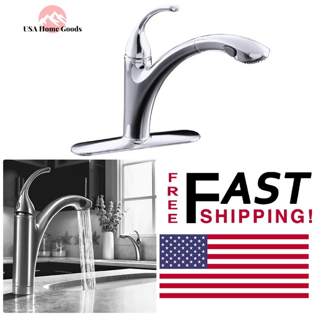 Kohler Forte Polished Chrome 1 Handle Pull Out Kitchen Faucet