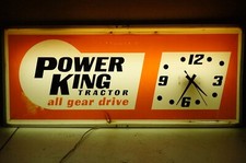 Vintage Economy Power King Tractor Light Up Sign With Clock All Gear Drive