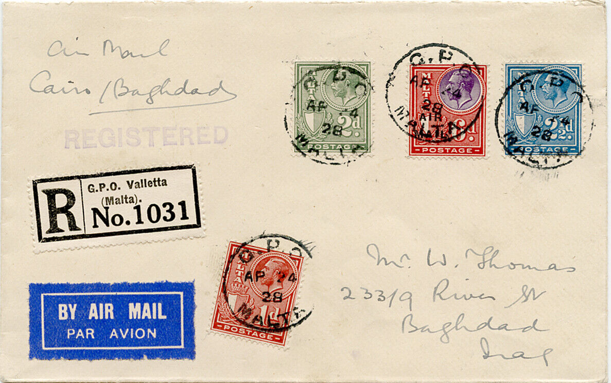 1928 Challenge the lowest price of Japan Malta Egypt Iraq airmail. Imperial Flight via 2021 Airways cover