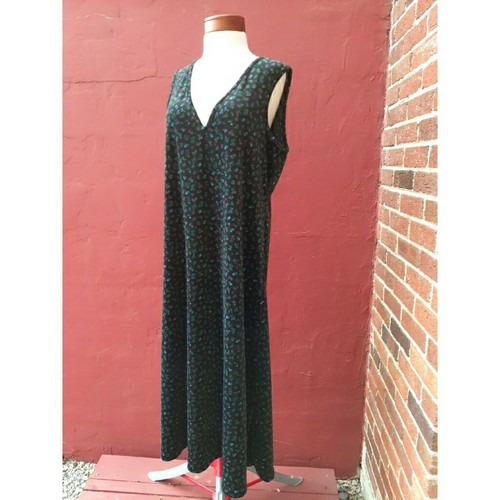 Vintage Floral Print Velvet Cottagecore Long Maxi Dress Large Y2K Retro Fall - Picture 2 of 10