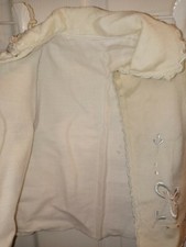 Vintage handmade off White Christing Baby Jacket Embroidered Flowers