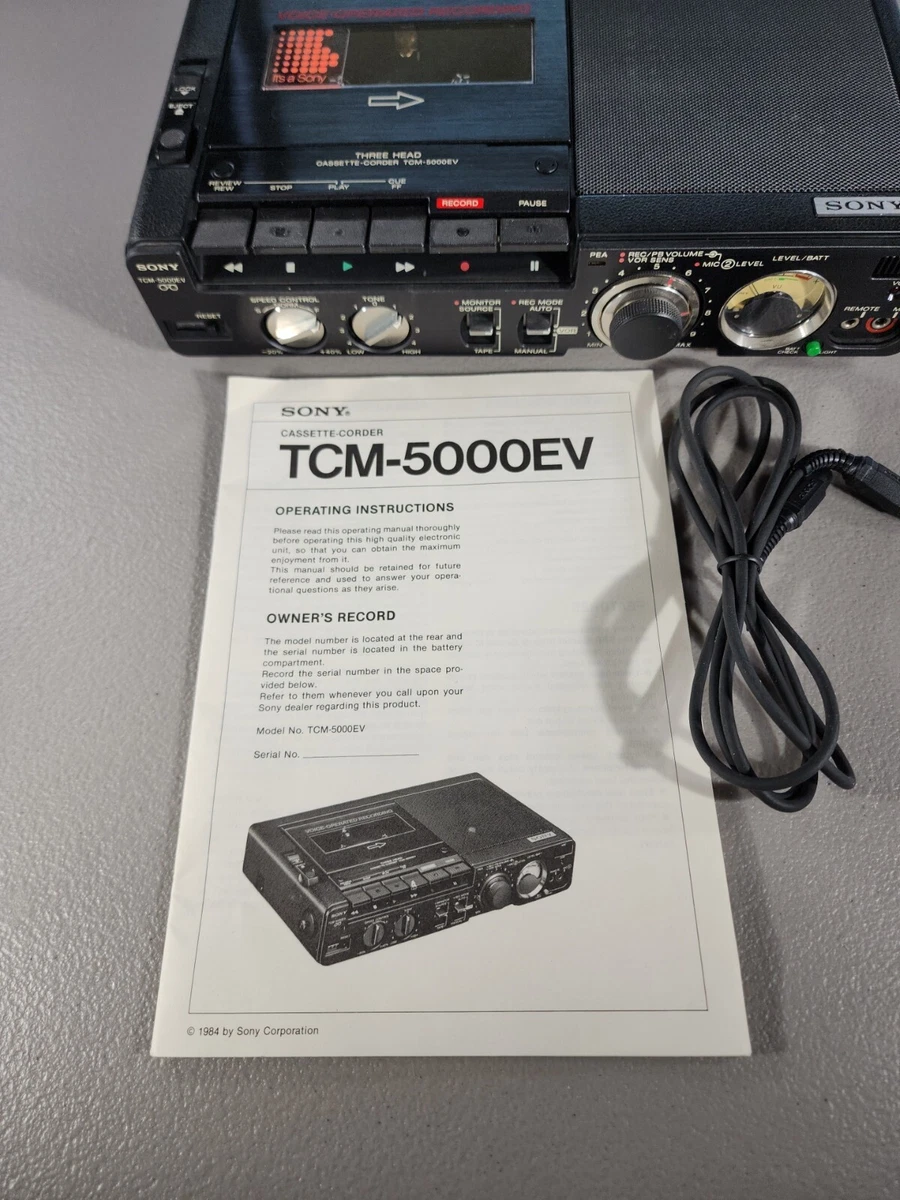 Sony TCM-5000EV 3 head Pressman Profession Portable Mono Voice Cassette Recorder
