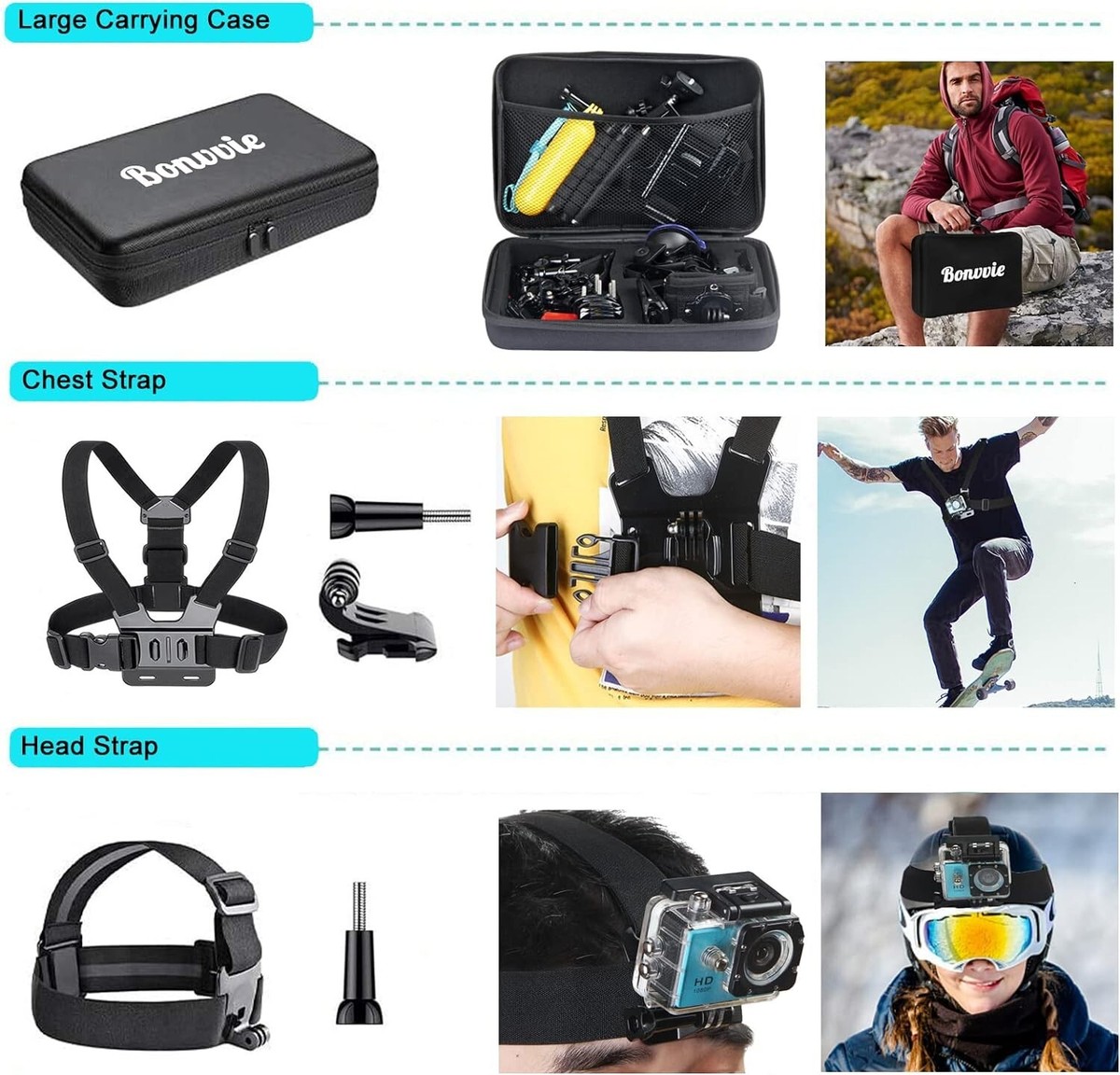 K di accessori per Action cam 50 in 1 per GoPro Hero 11/10