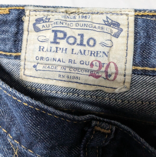 POLO RALPH LAUREN SLIM FIT Boys 20 (32x32) Cotton Denim Dark Wash Blue Jeans EUC - Picture 14 of 20