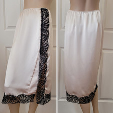 Victoria's Secret Satin Lace Side Button Midi Slip Skirt SZ S