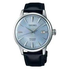 Seiko Presage Cocktail 40.5 MM Leather Strap Automatic Blue Dial Watch SRPB43J1